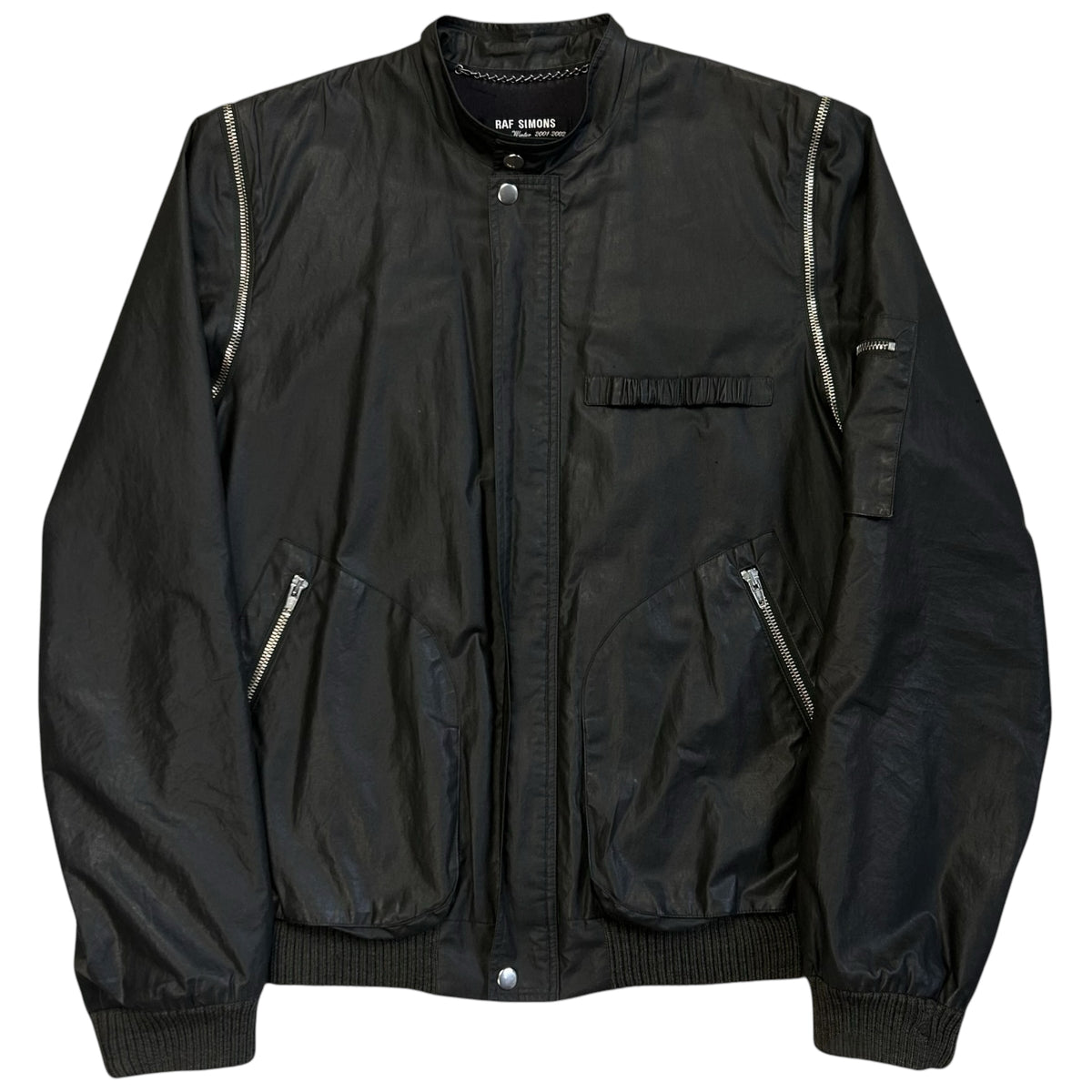 Raf Simons Riot Waxed Detachable Zip Bomber Jacket - AW01 