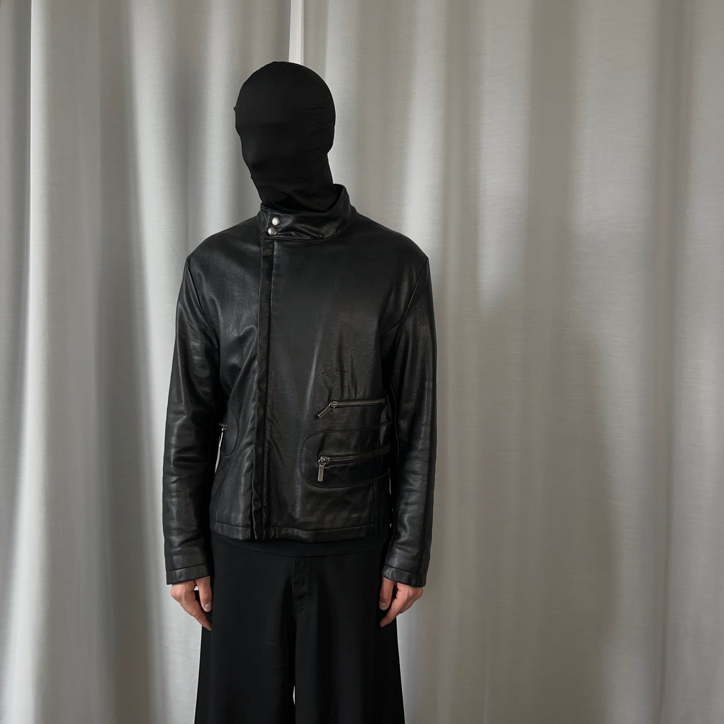 Dirk Bikkembergs Multi Back Zip Vegan Leather Bomber Jacket