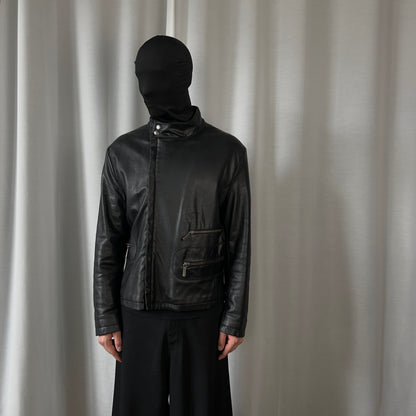 Dirk Bikkembergs Multi Back Zip Vegan Leather Bomber Jacket
