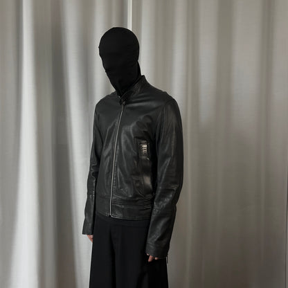Dirk Bikkembergs Logo Patch Leather Cafe Jacket