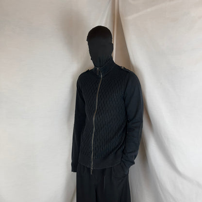 Dirk Bikkembergs Textured Military Zip Knit Sweater - SS08