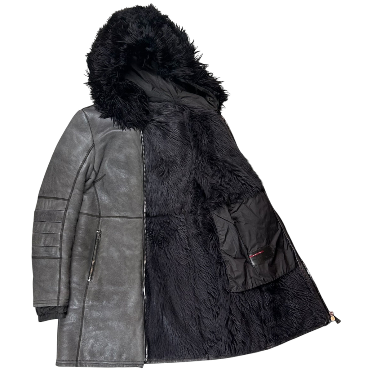 Prada Alpaca Fur Hood Shearling Coat - AW08