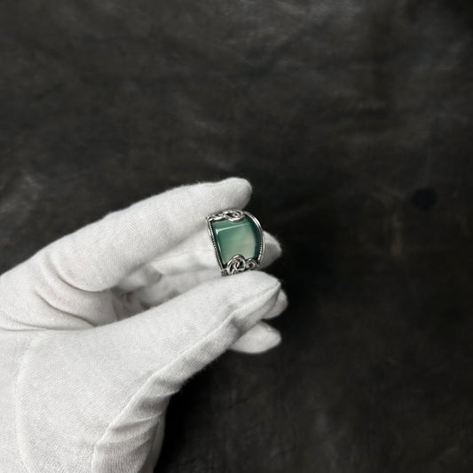 Treble Clef Jade Stone Ring