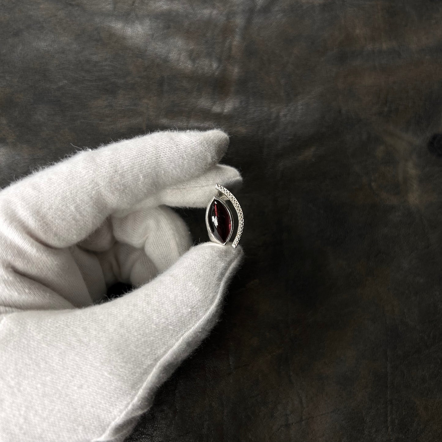 Crescent Gamet Stone Ring