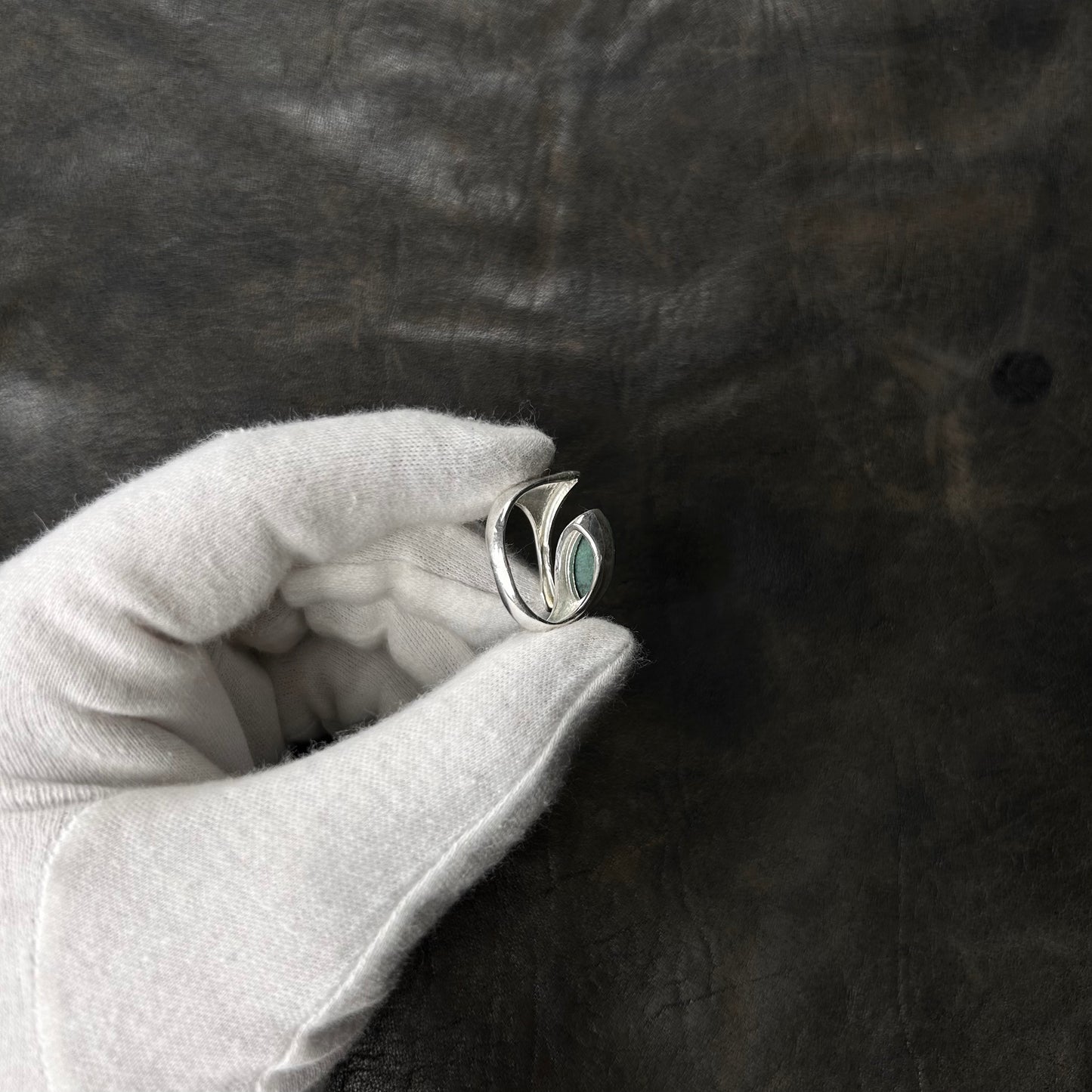 Crescent Malachite Stone Ring