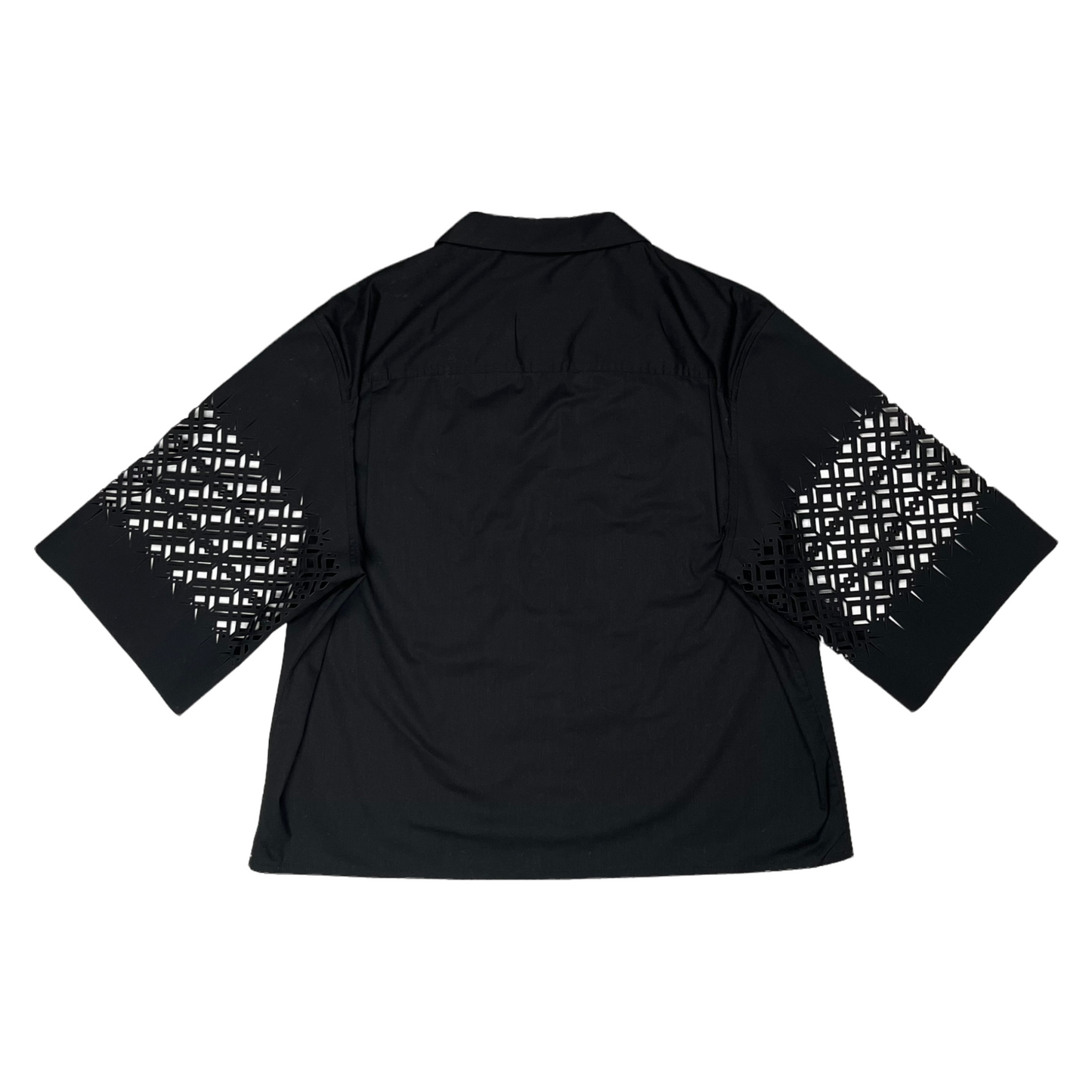 Haider Ackermann Cropped Laser Cut Short Sleeve Shirt Black - SS19