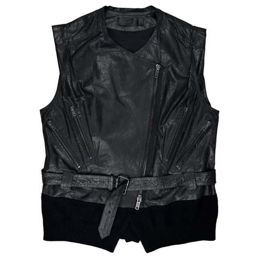 Haider Ackermann Belted Leather Multi Zip Biker Vest