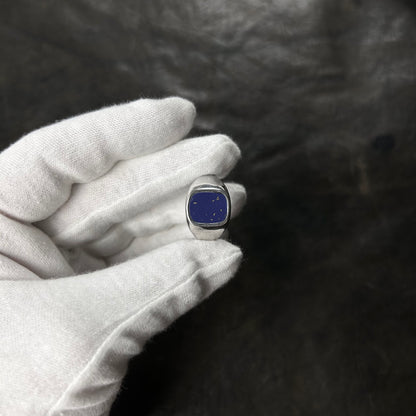 Clean Lapis Stone Signet Ring