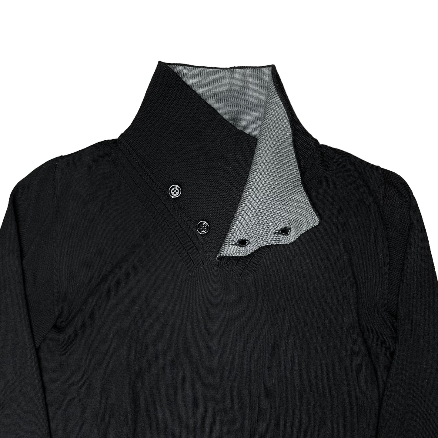 Dior Homme Buttoned Fold Neck Wool Sweater - AW09