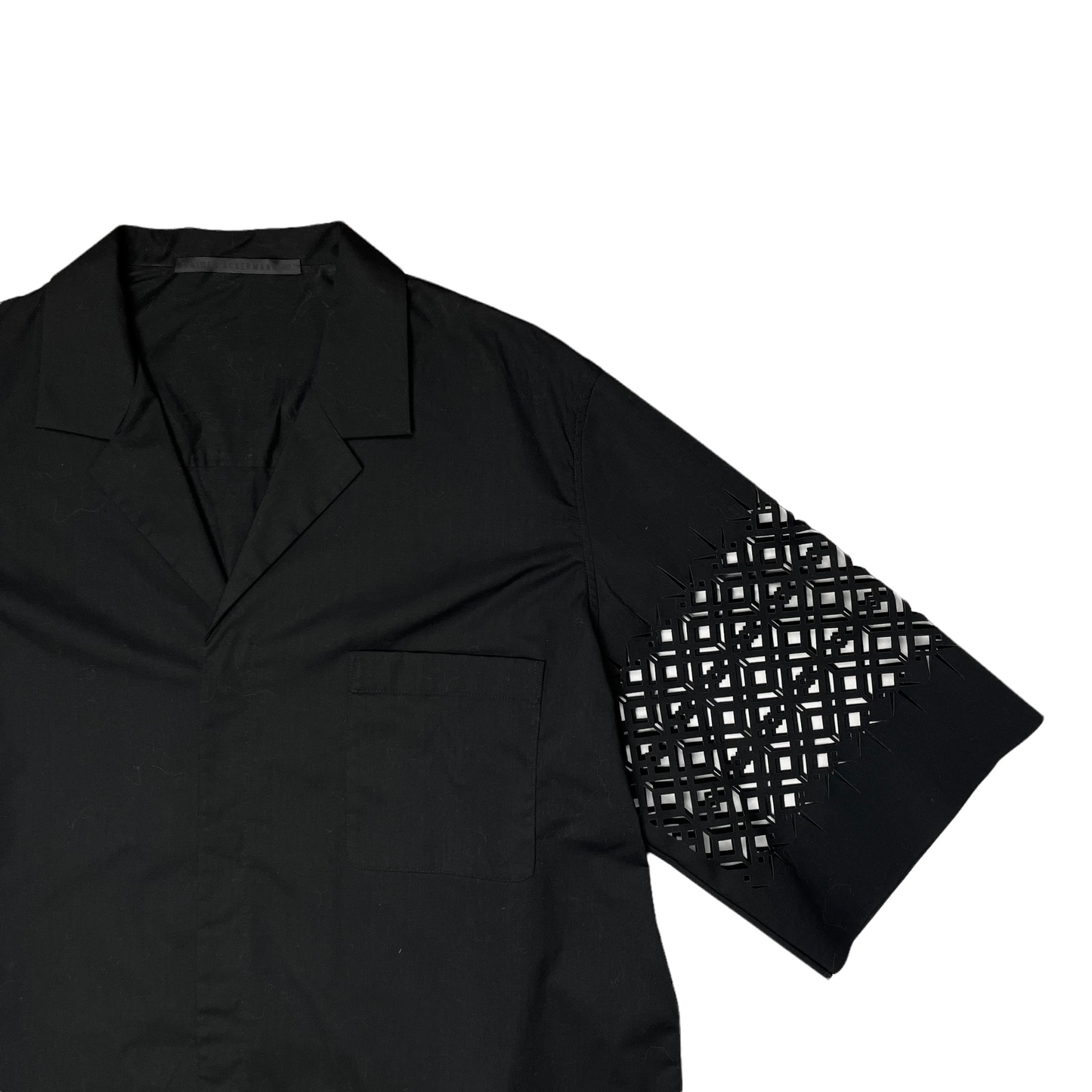 Haider Ackermann Cropped Laser Cut Short Sleeve Shirt Black - SS19