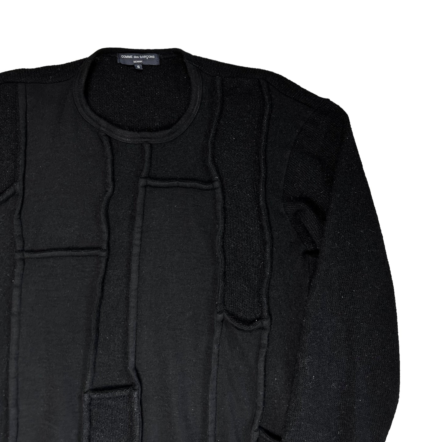 Comme Des Garcons Homme Cropped Patchwork Knit Sweater - AW06