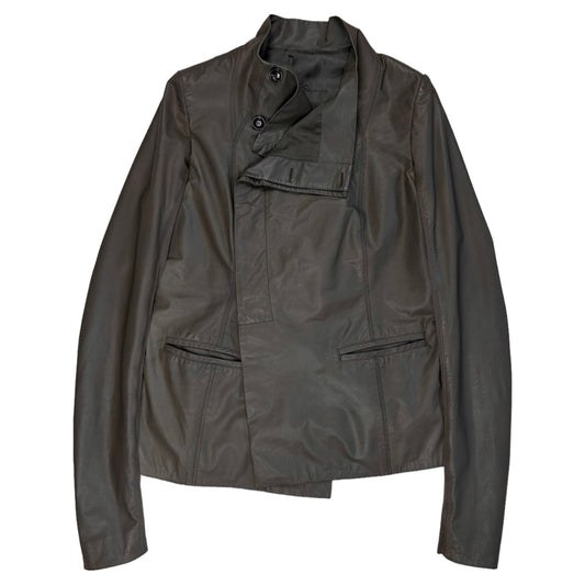 Rick Owens Ribbed Asymmetrical Calf Leather Jacket