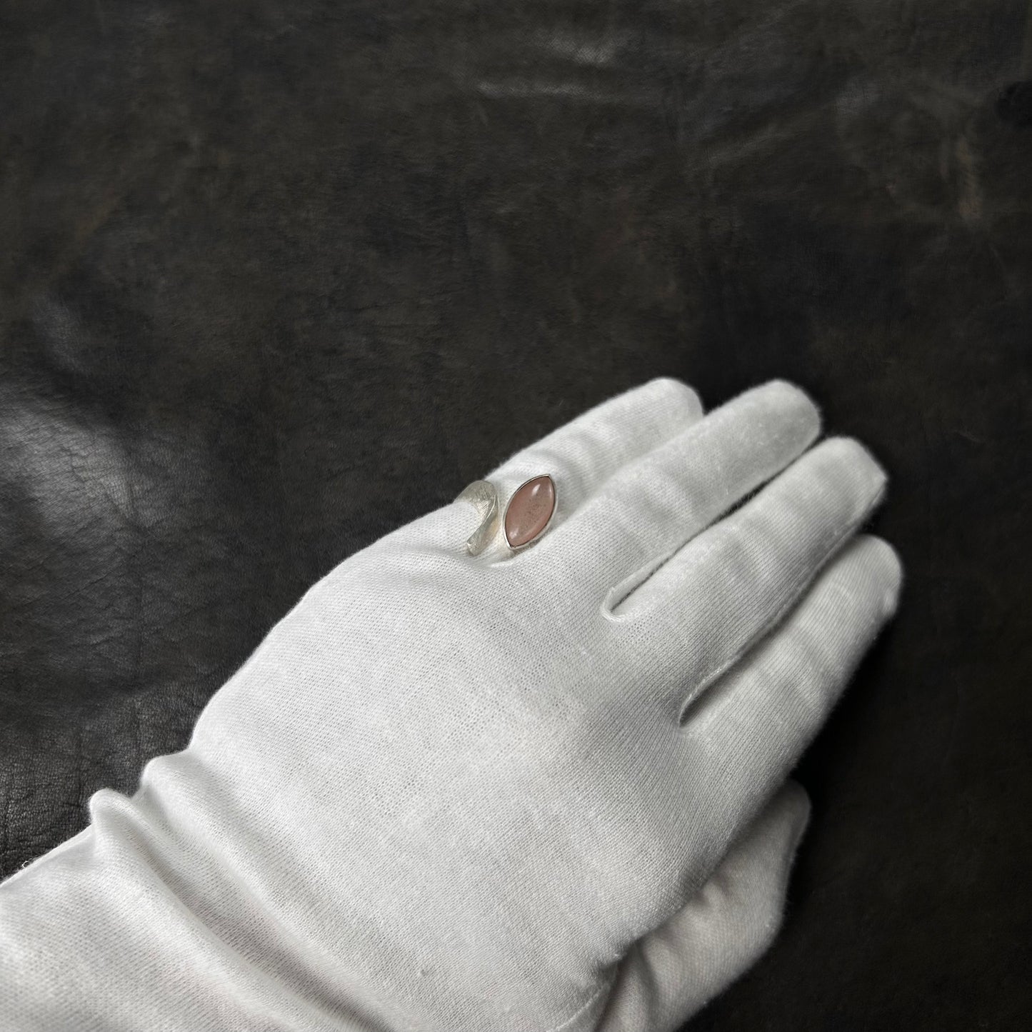 Open Arched Rose Quartz Stone Ring