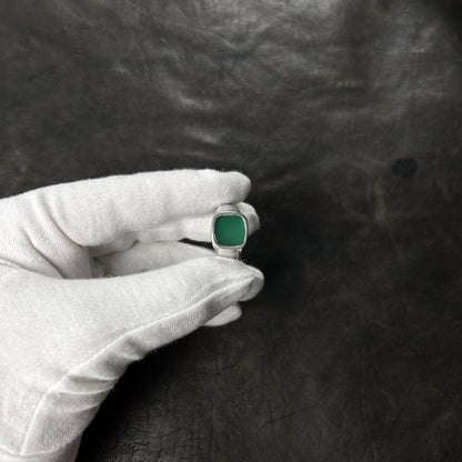 Clean Jade Stone Signet Ring