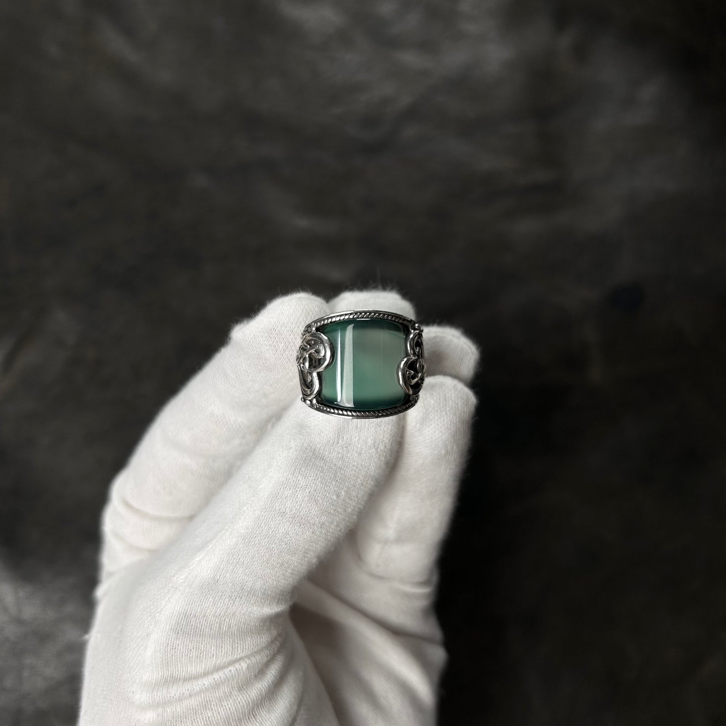 Treble Clef Jade Stone Ring