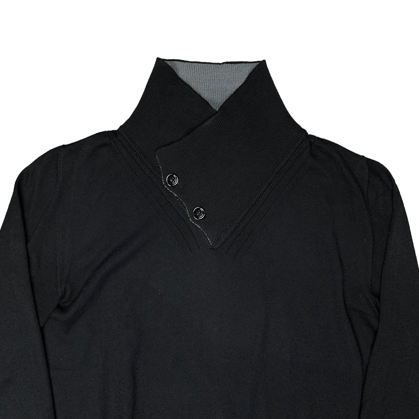 Dior Homme Buttoned Fold Neck Wool Sweater - AW09