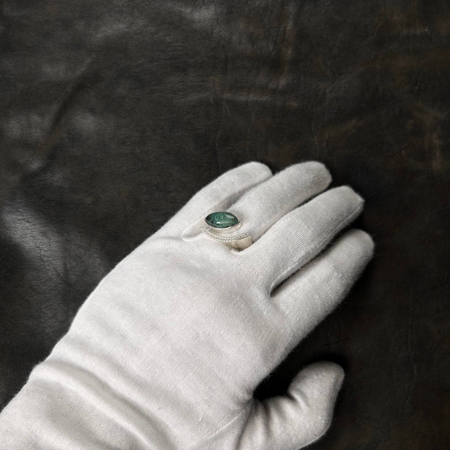 Crescent Malachite Stone Ring