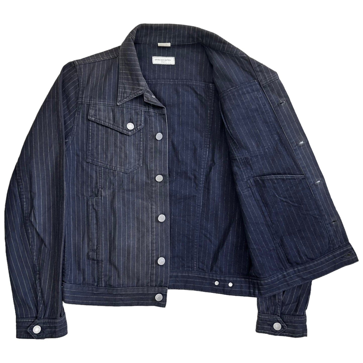 Dries Van Noten Pinstripe Trucker Jacket