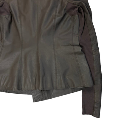 Rick Owens Ribbed Asymmetrical Calf Leather Jacket