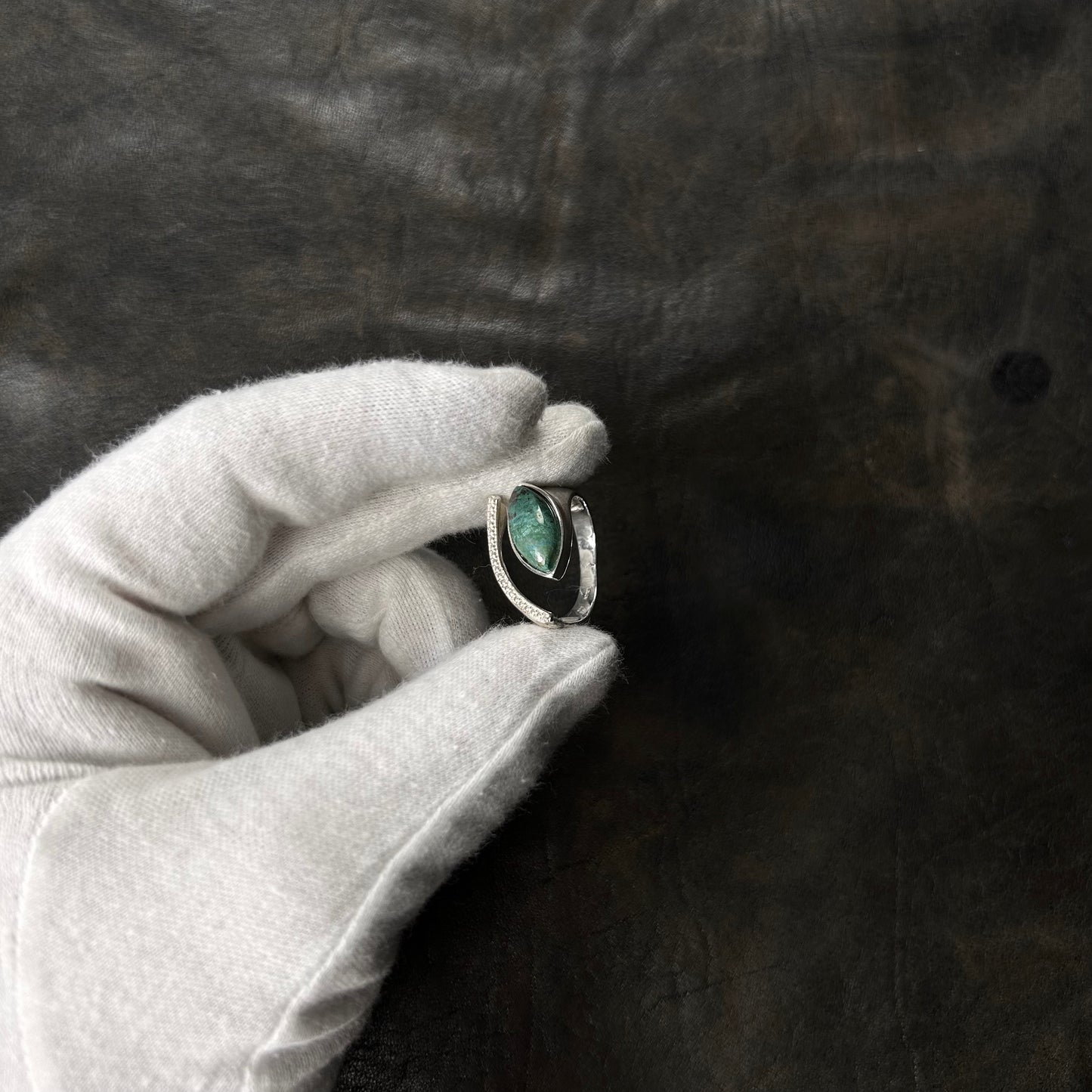 Crescent Malachite Stone Ring