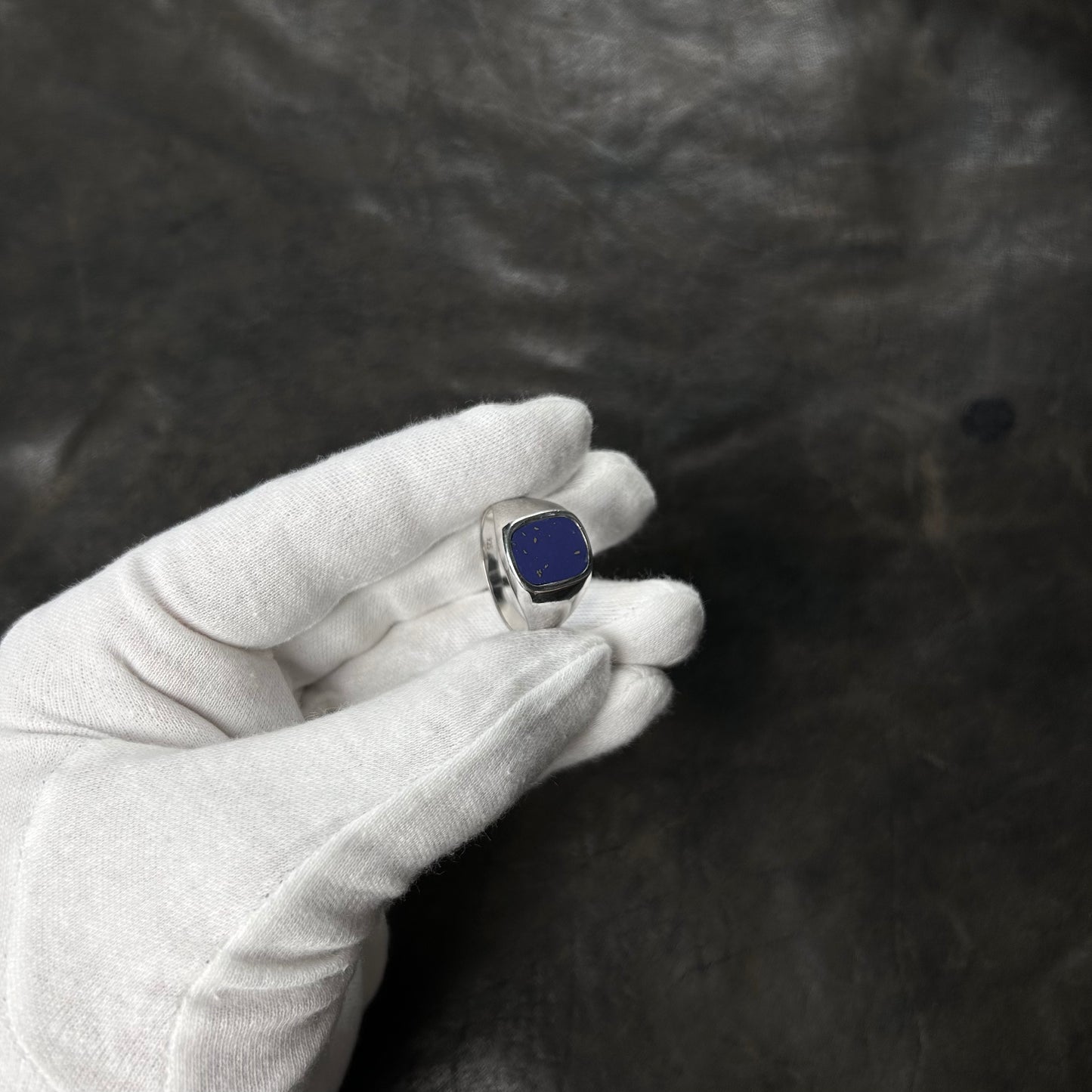 Clean Lapis Stone Signet Ring