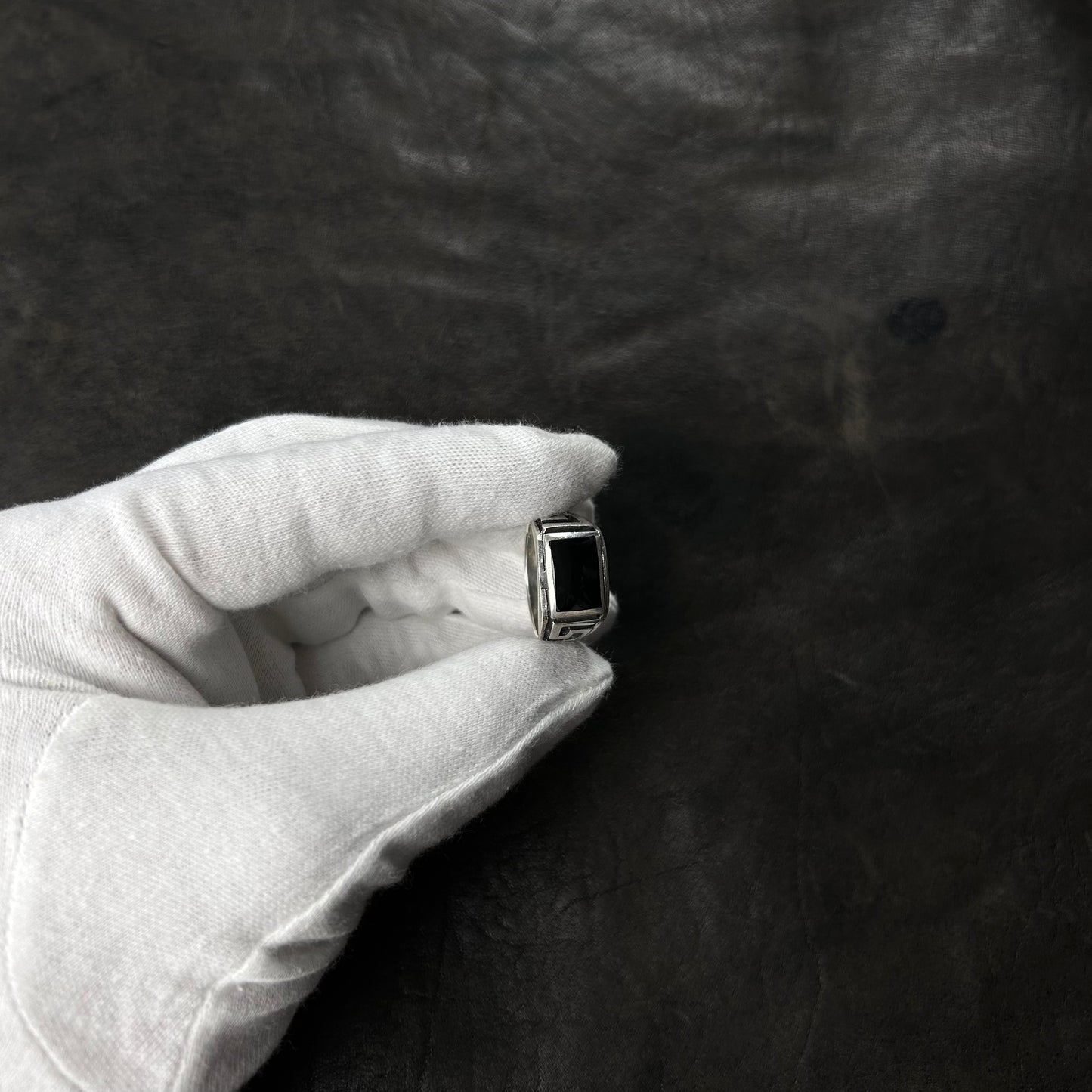 Greek Onyx Stone Signet Ring