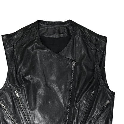 Haider Ackermann Belted Leather Multi Zip Biker Vest