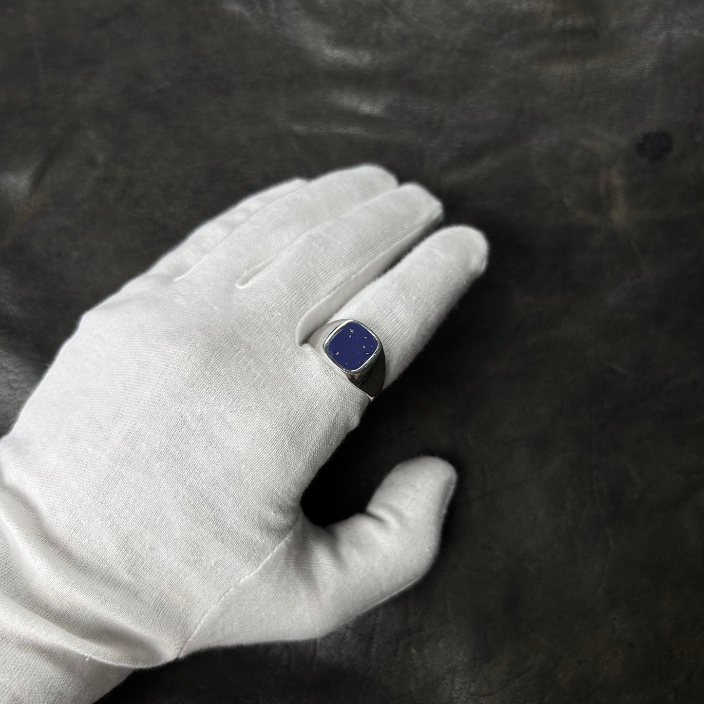 Clean Lapis Stone Signet Ring