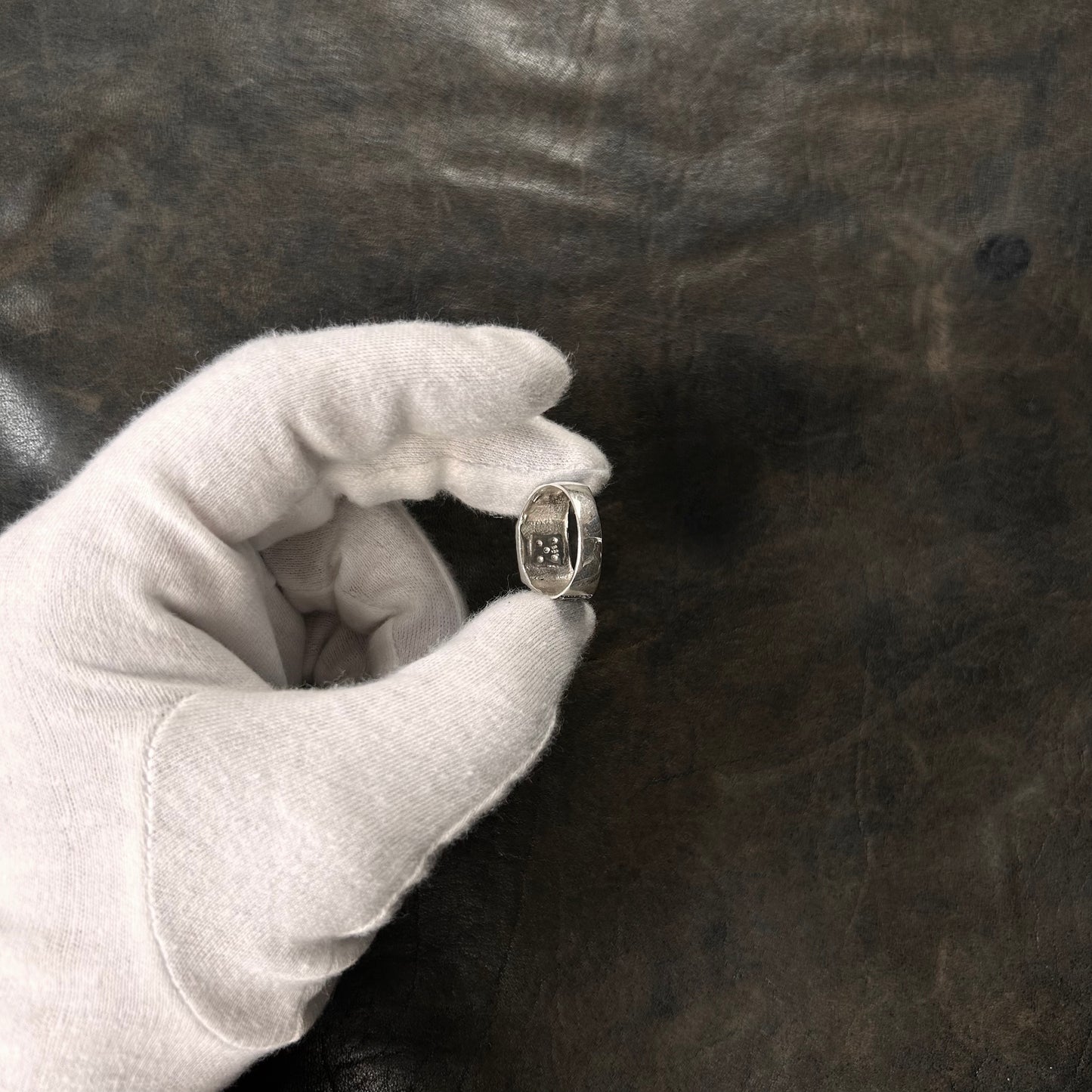 Dark Embossed Onyx Stone Ring