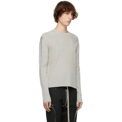 Rick Owens Fisherman Biker Sweater Oyster - SS21