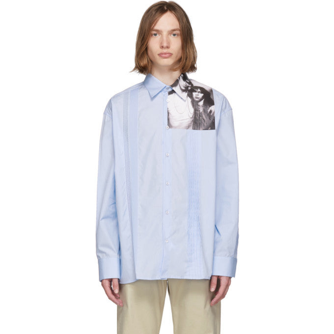 Raf Simons Pleated Photo Print Shirt - SS19