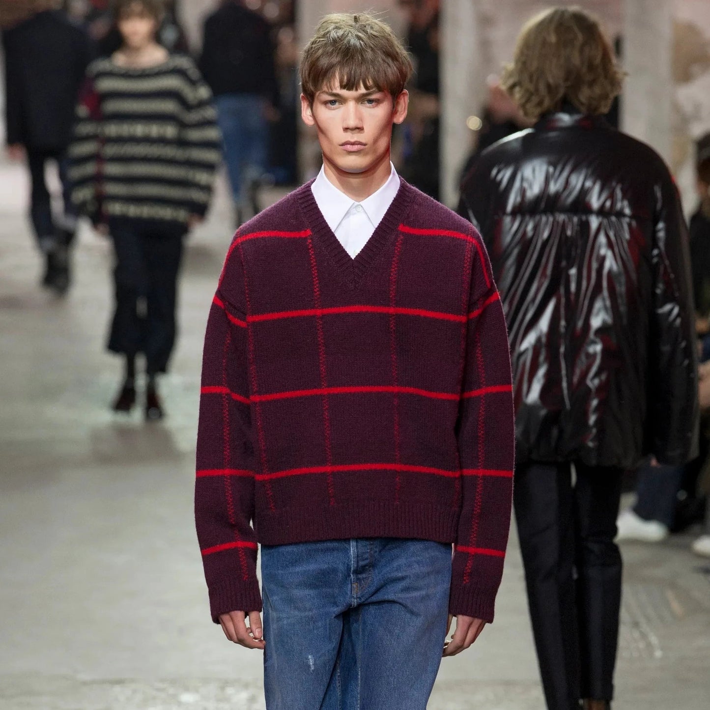 Dries Van Noten Tartan Alpaca Blend V-Neck Sweater - AW17