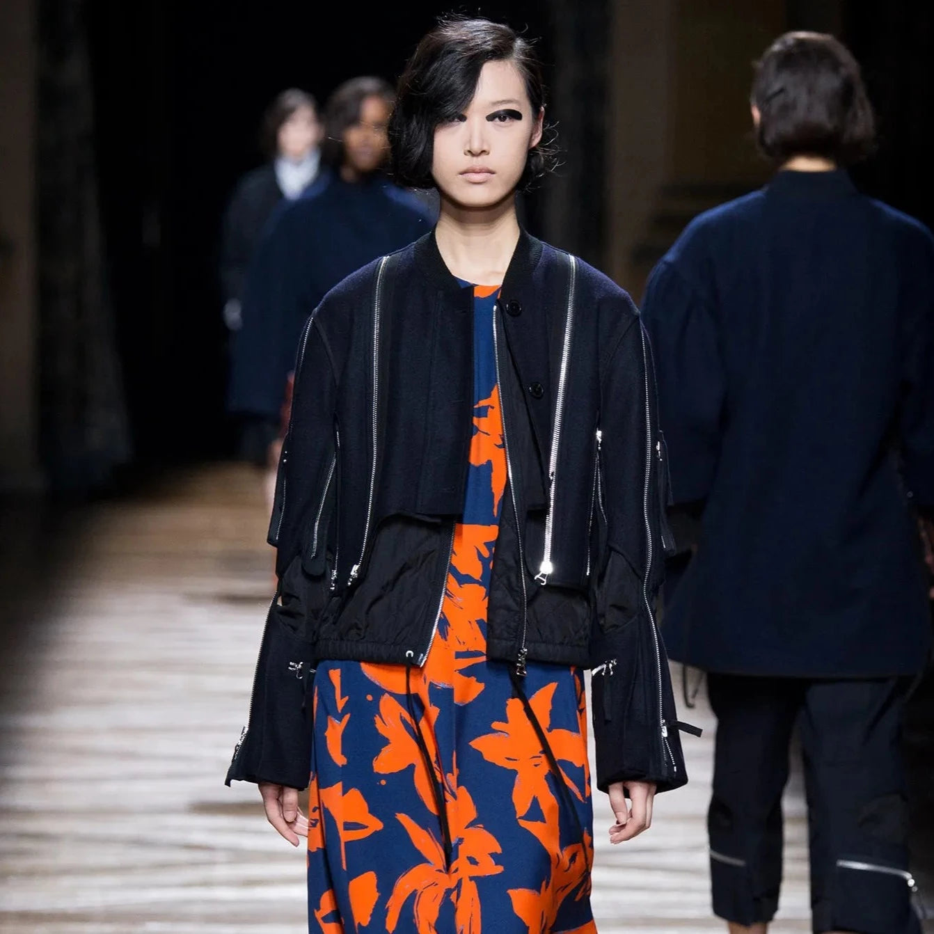 Dries Van Noten Parachute Zip Bomber Jacket AW14 Vertical Rags