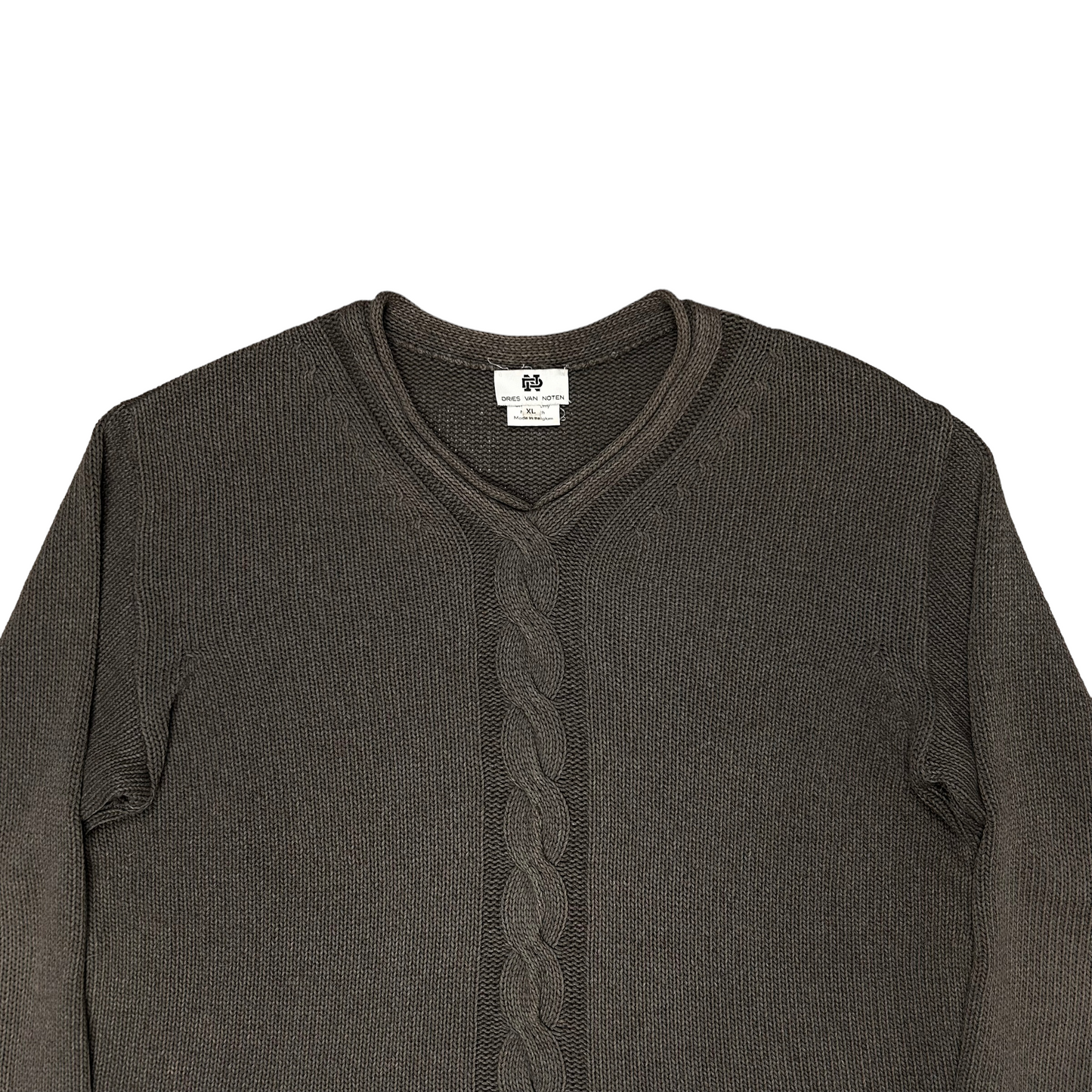 Dries Van Noten Cropped Cable Knit V-Neck Sweater