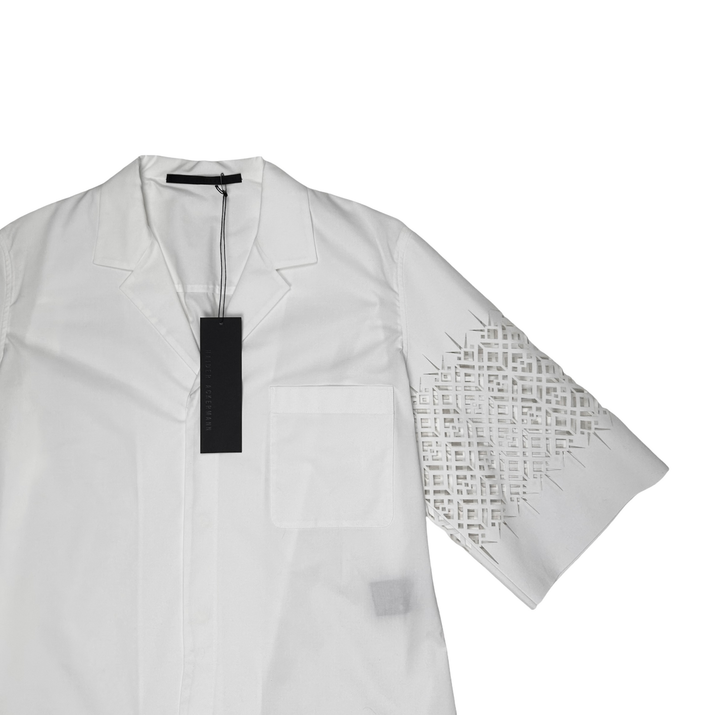 Haider Ackermann Cropped Laser Cut Short Sleeve Shirt White - SS19