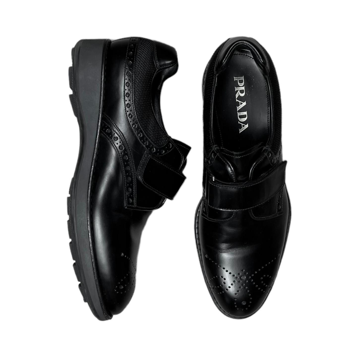 Prada Velcro Strap Brogue Derbies - SS18