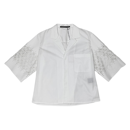 Haider Ackermann Cropped Laser Cut Short Sleeve Shirt White - SS19