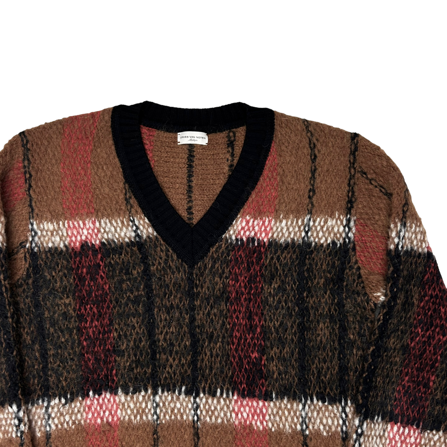 Dries Van Noten Tartan Alpaca Blend V-Neck Sweater - AW17