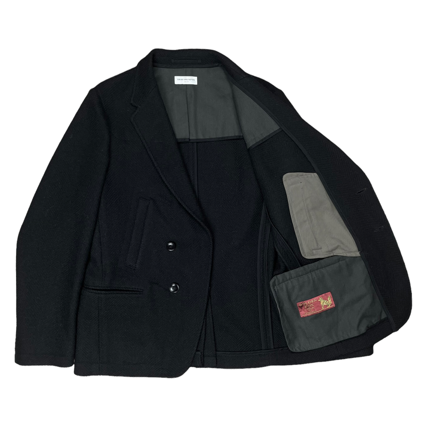 Dries Van Noten Asymmetrical Multi Pocket Wool Blazer