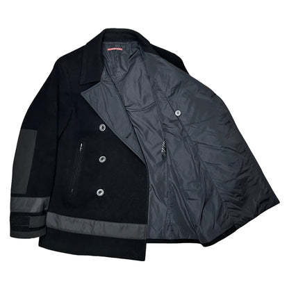 Prada Nylon Detail Caban Wool Coat - AW08