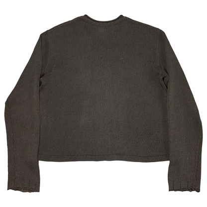 Dries Van Noten Cropped Cable Knit V-Neck Sweater