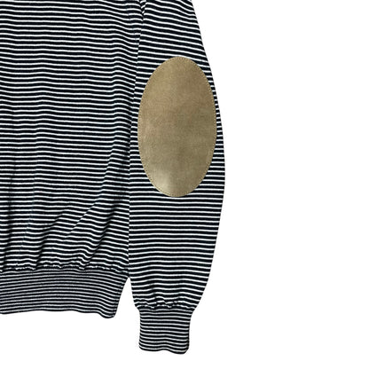 Maison Margiela Striped Mockneck Zip Up Sweater