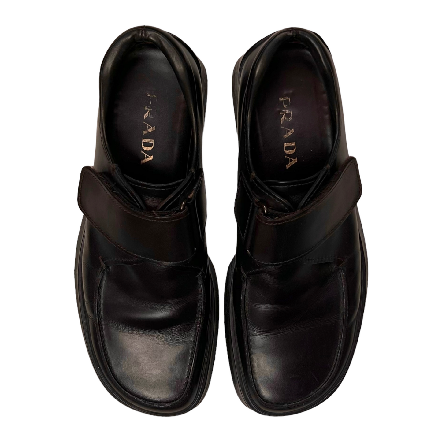 Prada Chunky Velcro Strap Derbies Brown