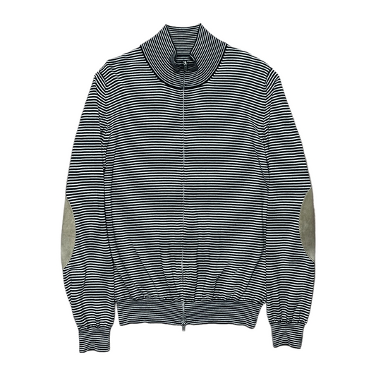 Maison Margiela Striped Mockneck Zip Up Sweater