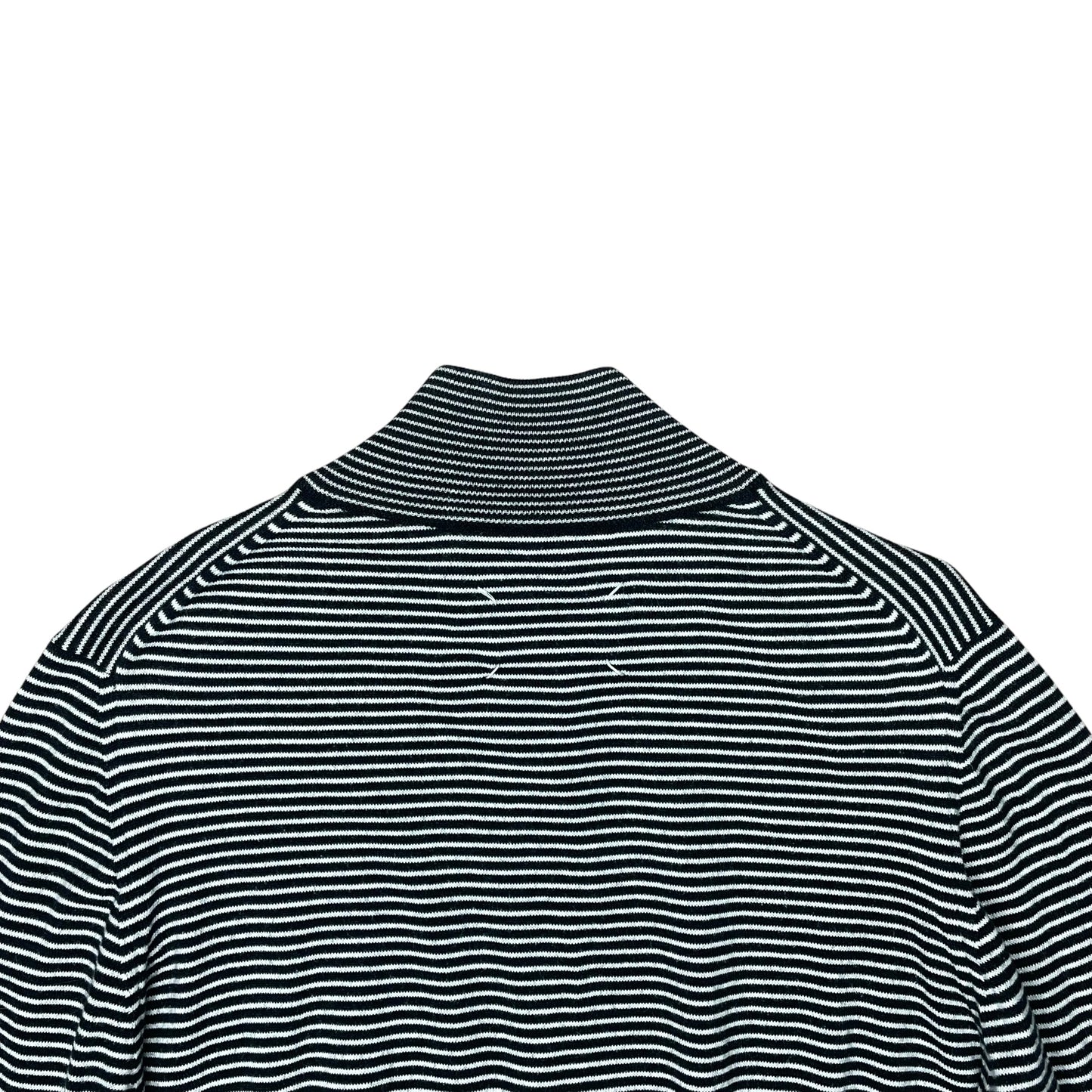 Maison Margiela Striped Mockneck Zip Up Sweater