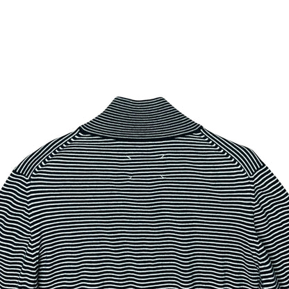 Maison Margiela Striped Mockneck Zip Up Sweater