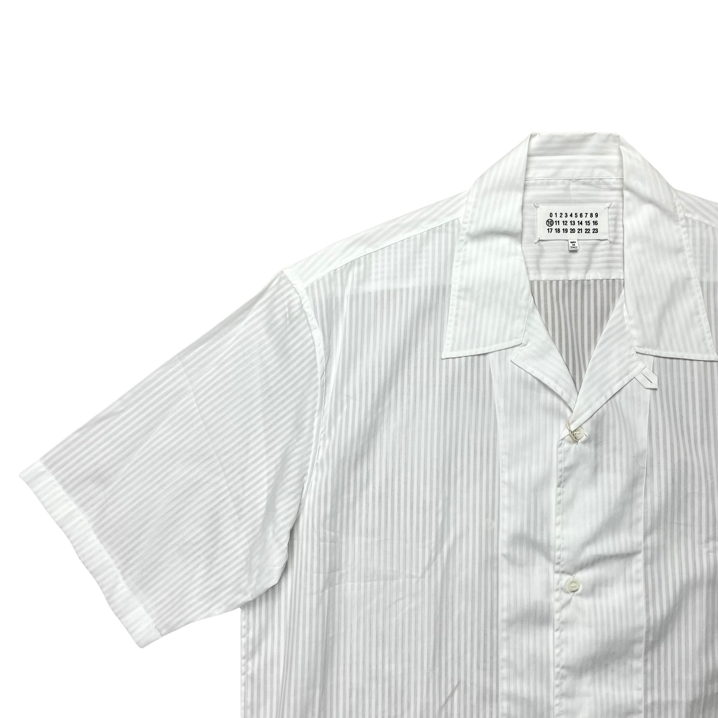 Maison Margiela Vertical Striped Camp Collar Short Sleeve Shirt - SS20