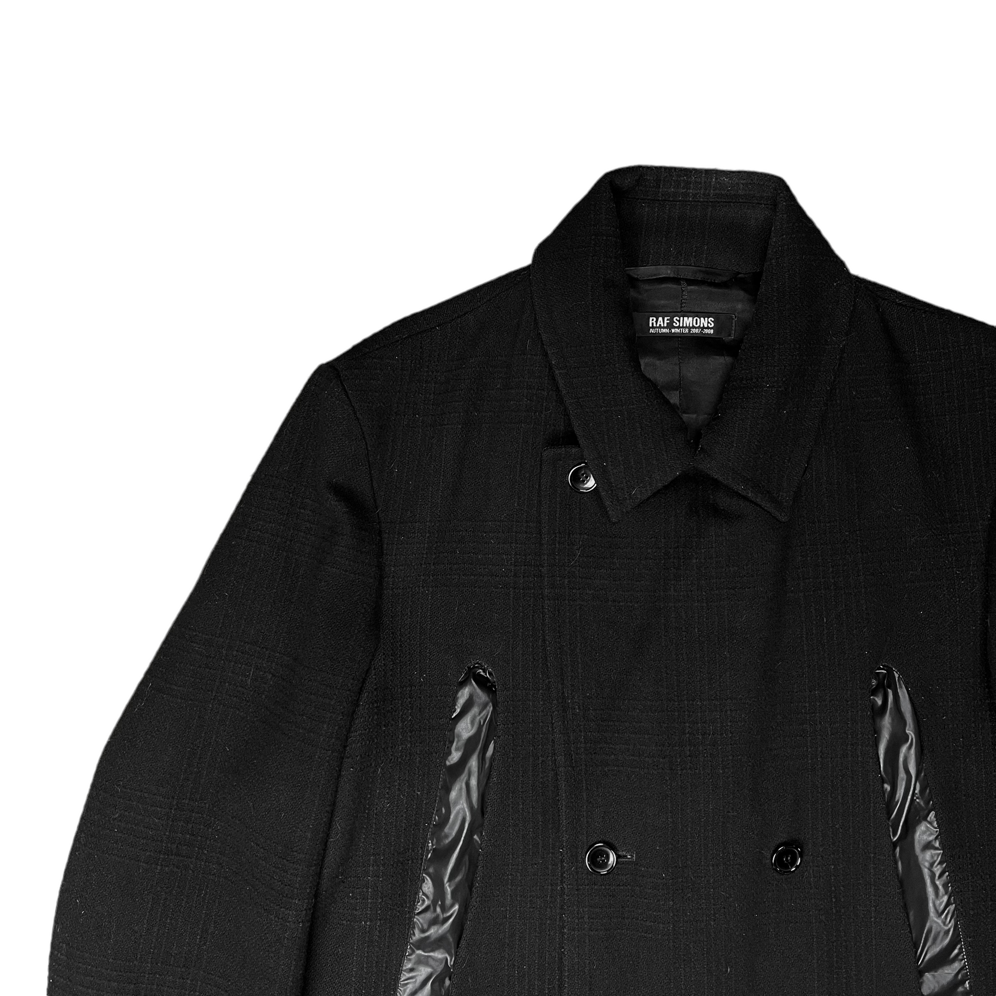 Raf Simons Nylon Detail Peacoat - AW07 – Vertical Rags Raf Simons Nylon Detail Peacoat - AW07 – Vertical Rags