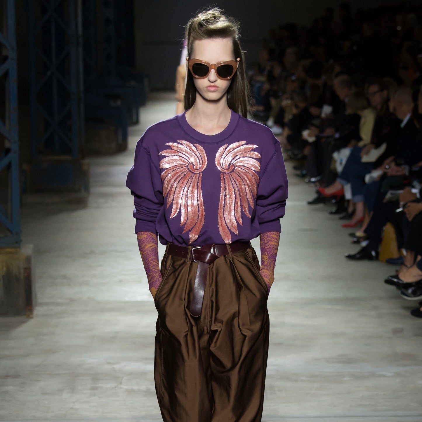 Dries Van Noten Sequin Embellished Sweater Purple - SS16