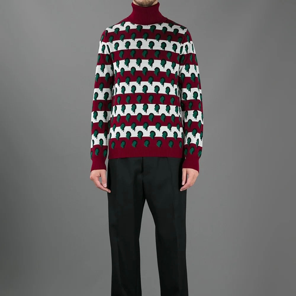 Raf Simons Jacquard Head Turtleneck Sweater - AW13